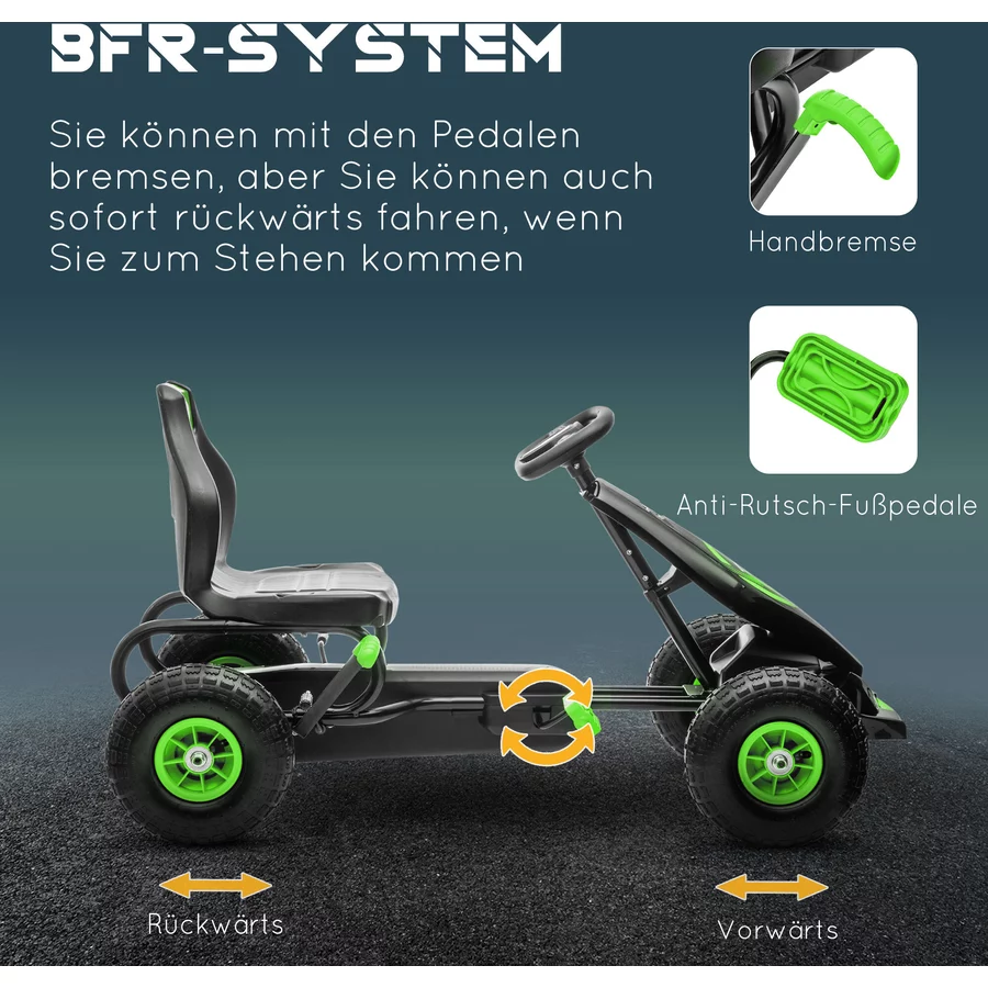HOMCOM Go Kart mit verstellbarem Schalensitz schwarz, grün
