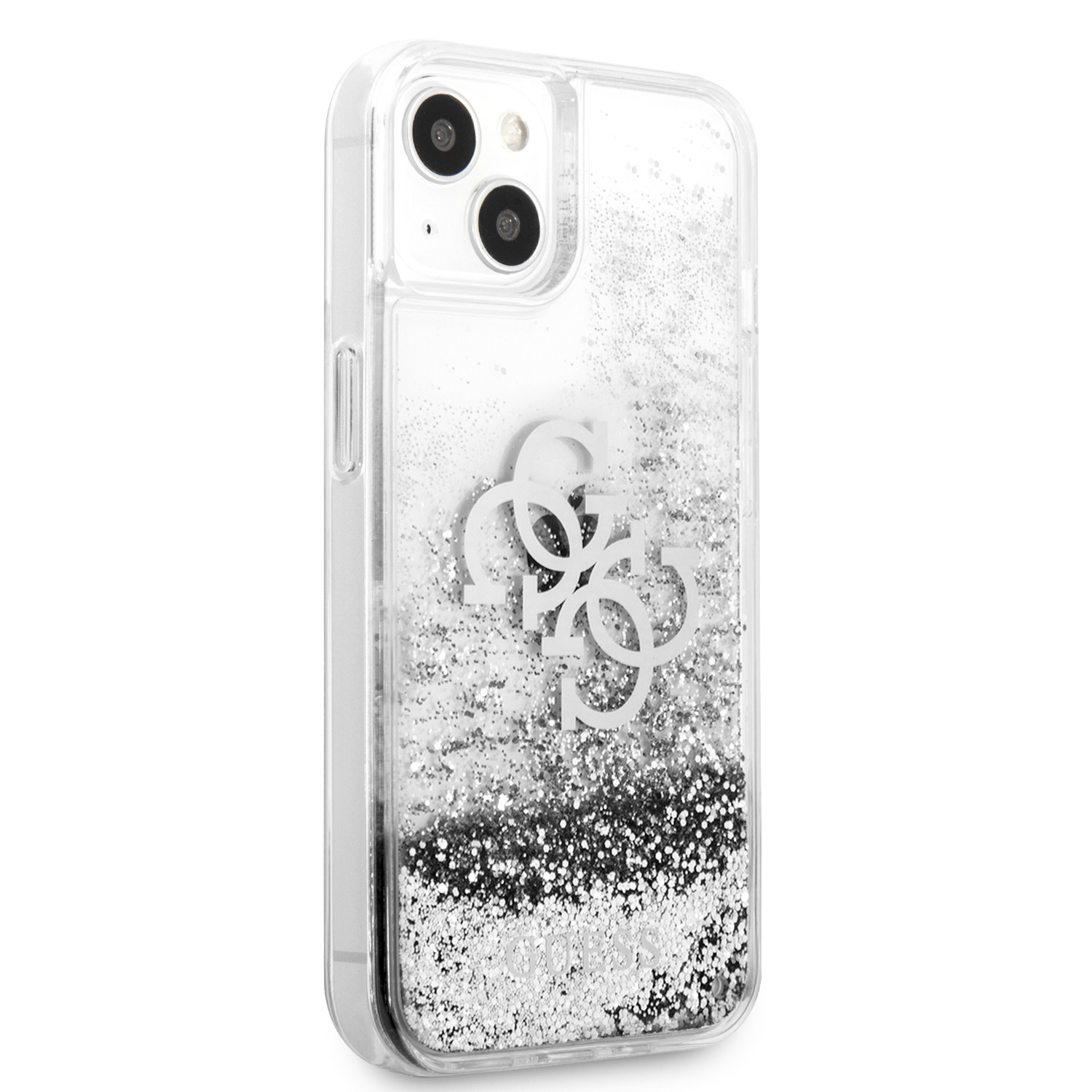 iPhone 13 Hardcase Hülle Liquid Glitter Big 4G (GUHCP13MLG4GSI) - Silber / Transparent