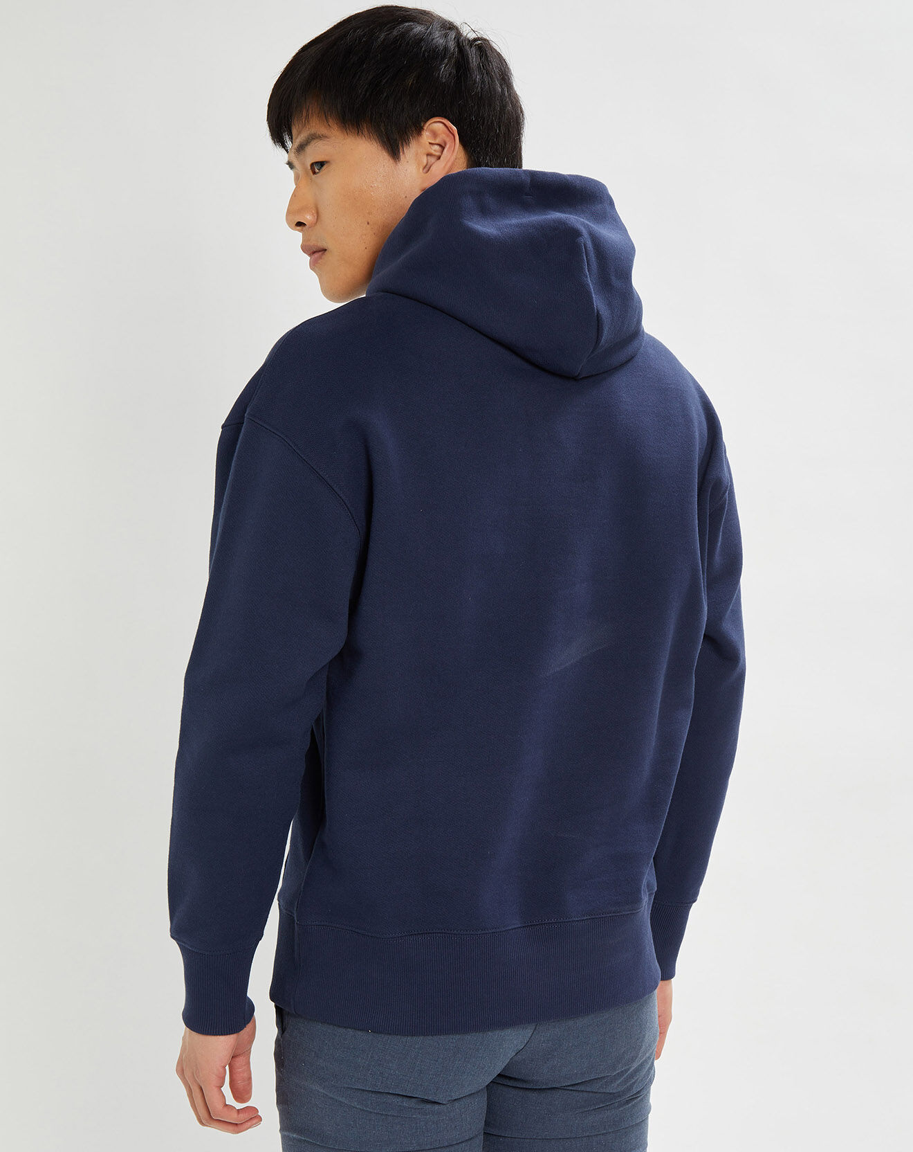 Tommy Jeans Sweat 100% Coton Bio à capuche badge bleu marine