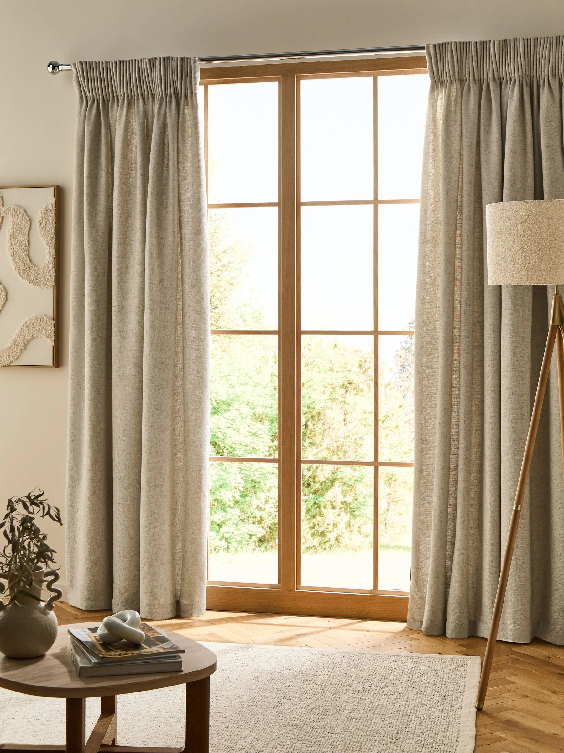 Soft Weave Linen Blend Pencil Pleat Lined Curtains
