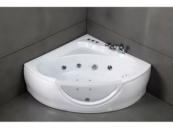 Baignoire balnéo d'angle TASMANIE WHITE Jets L135xl135xH54cm, by SPALINA