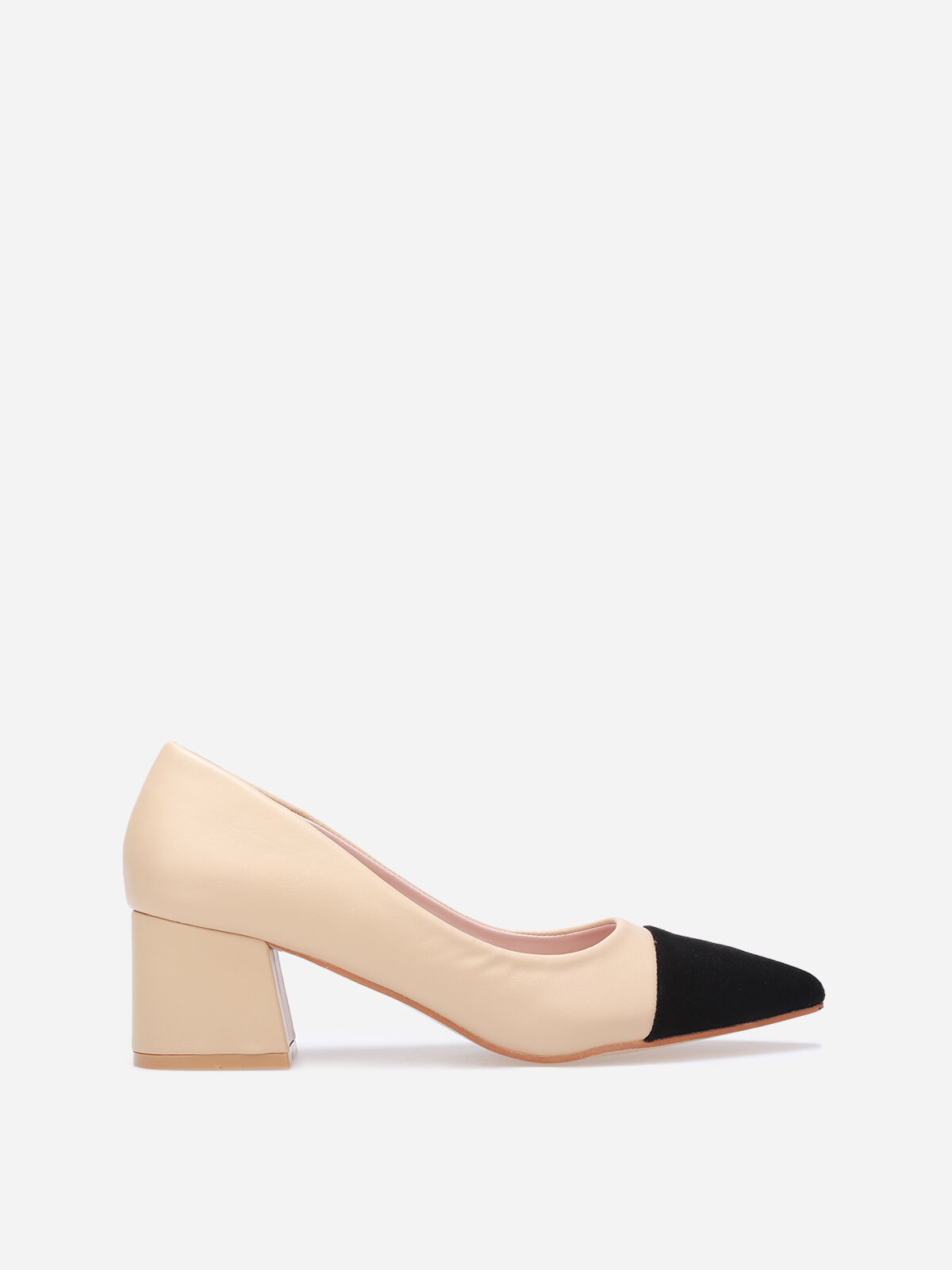 Escarpins pointus bi-colores- Beige