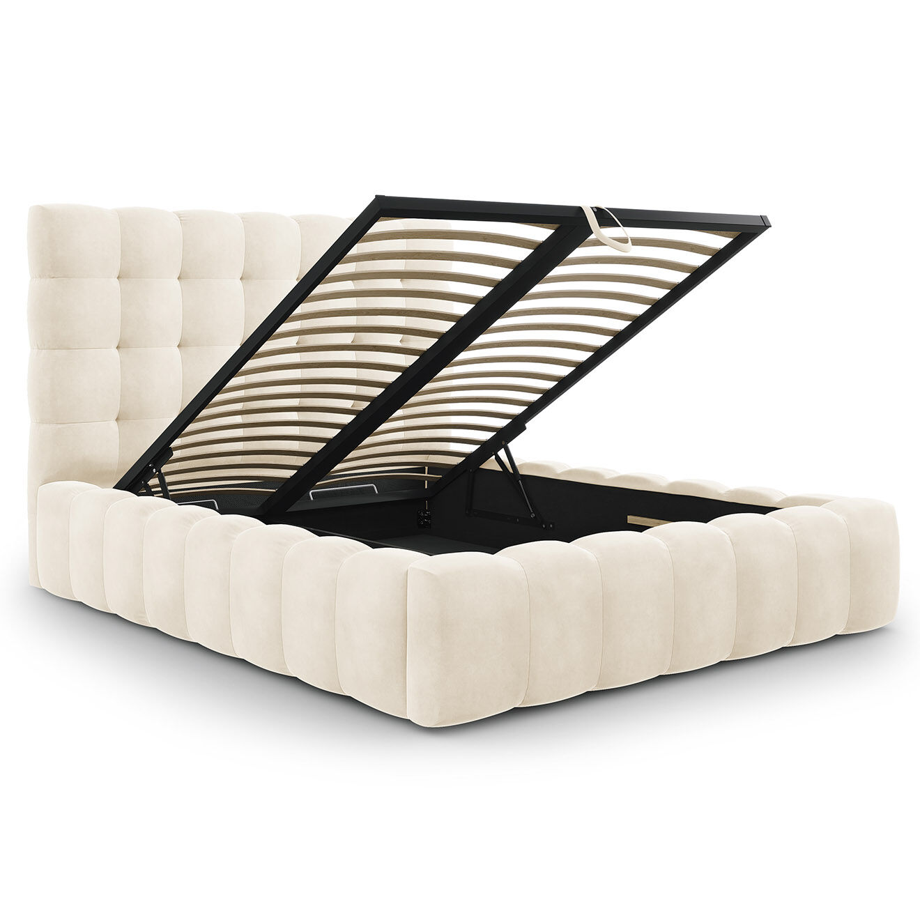 Cosmopolitan Design Lit avec coffre de rangement Bali Velours beige clair - 160x200 cm