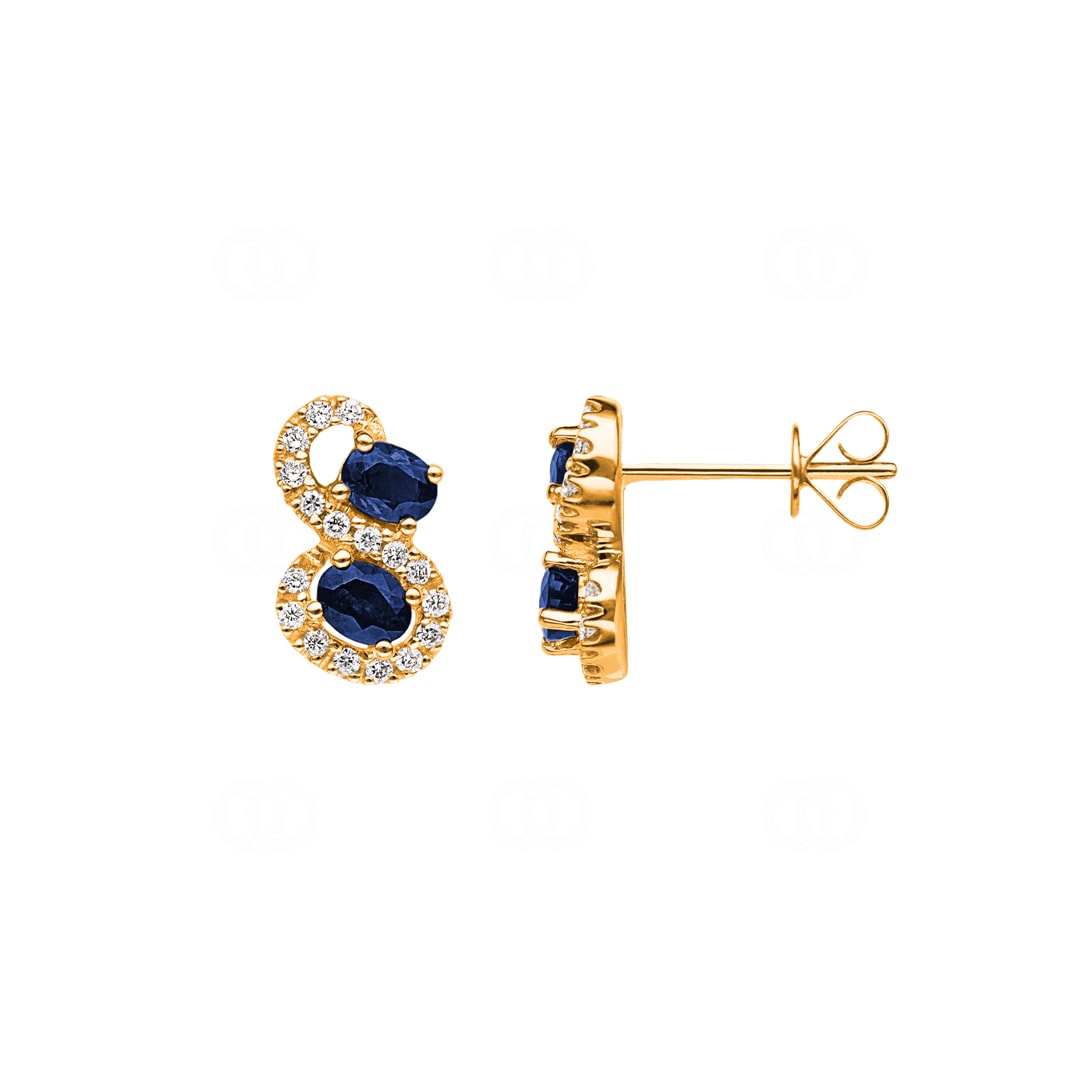 Ohrstecker 750/18 K Gelbgold mit Saphiren & Diamanten 0.21 ct H/si