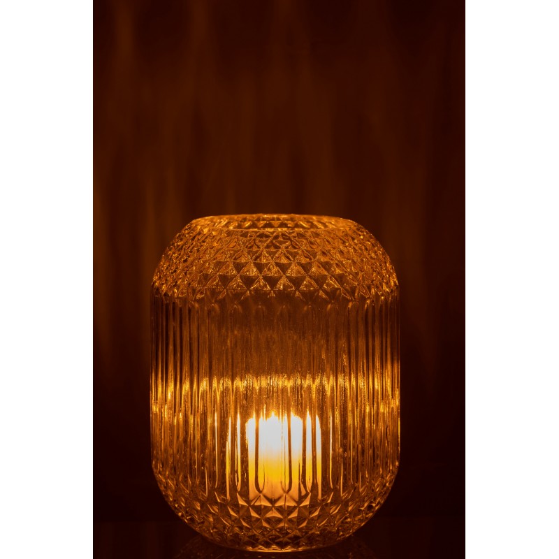 Vase droit en verre jaune l18*l18*h19cm