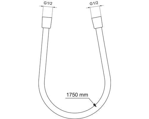 Ideal Standard doucheslang, kunststof, 175 cm x 1/2 inch, chroom, BE175AA