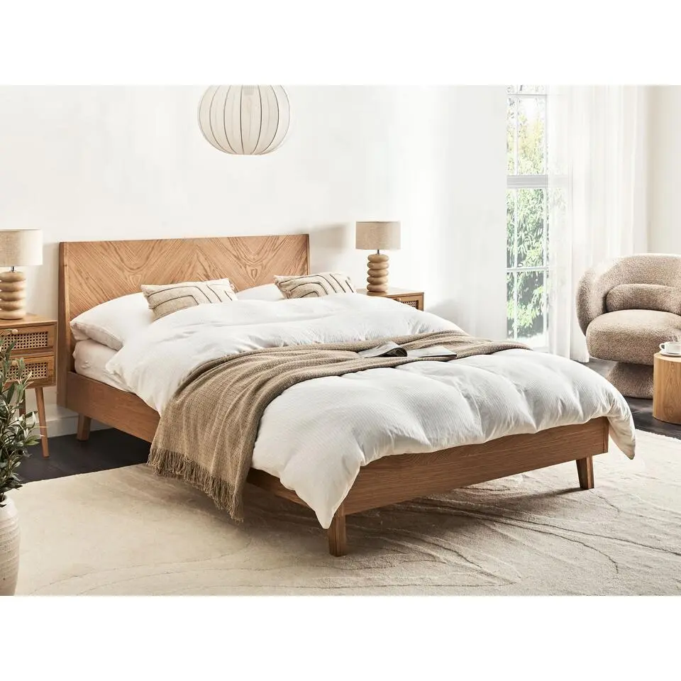 WIZERNES - Tweepersoonsbed - Lichtbruin - 140 x 200 cm - MDF