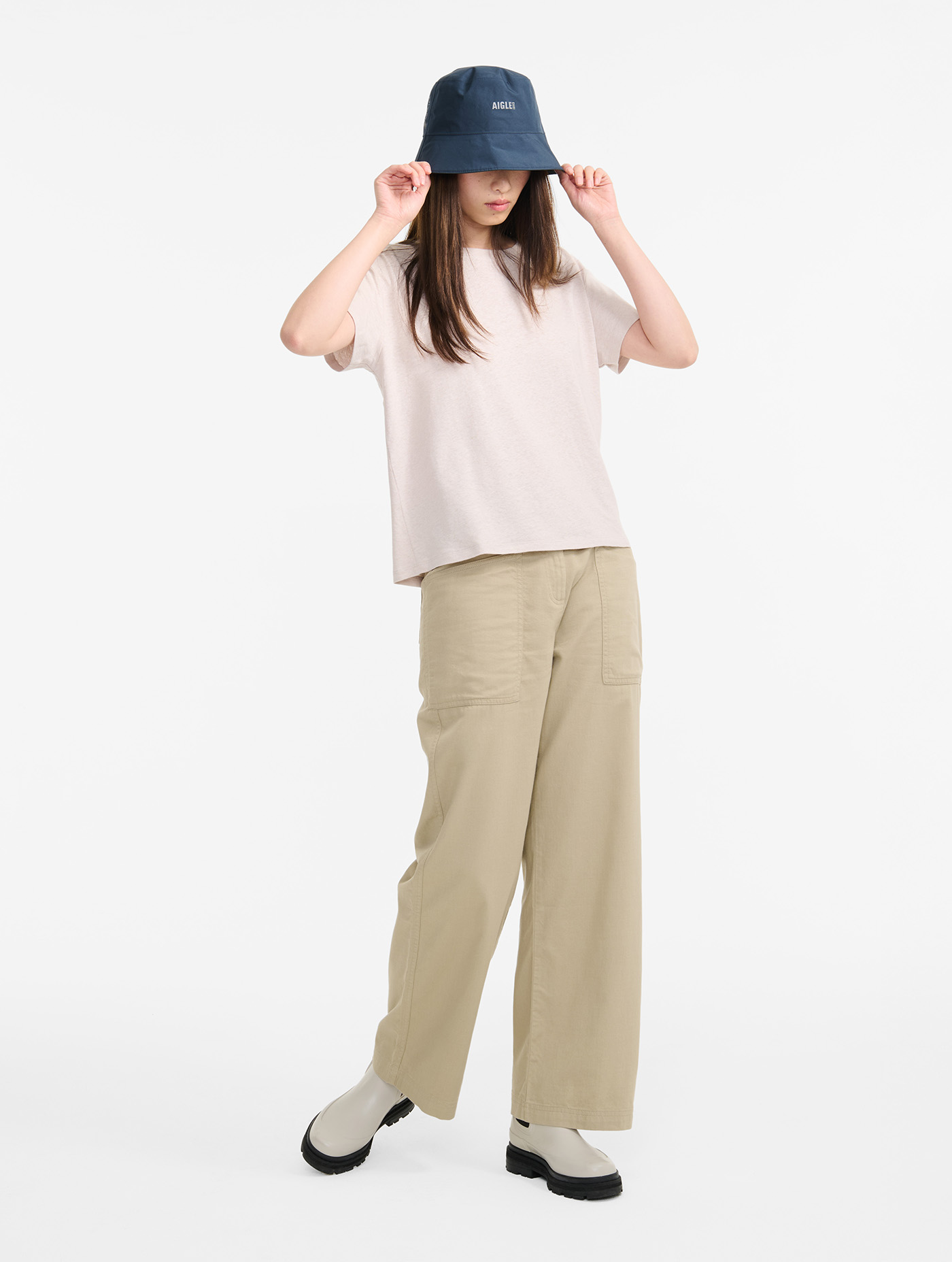T-shirt col rond en coton et lin BRUME