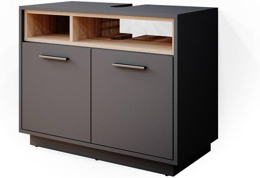 Vicco Waschbeckenunterschrank Anthrazit Beatrice 80x64x40 cm - Unterschrank für das Badezimmer, Zusätzlicher Stauraum direkt unter dem Waschbecken