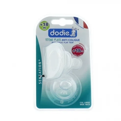 Sensation+ tétines plate anti-colique col large +18 mois débit rapide Dodie – X 2