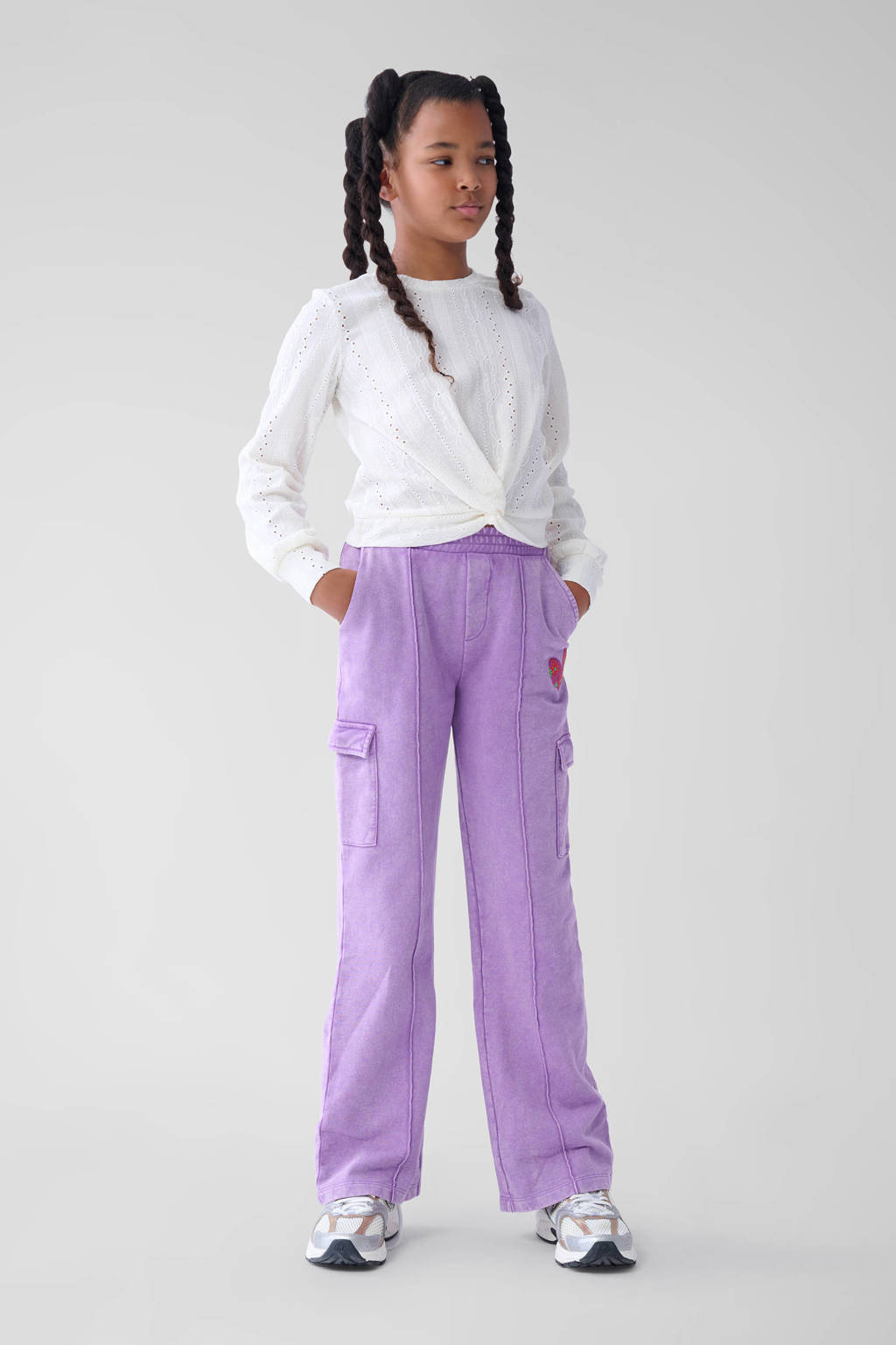 Shoeby high waist straight fit cargobroek paars