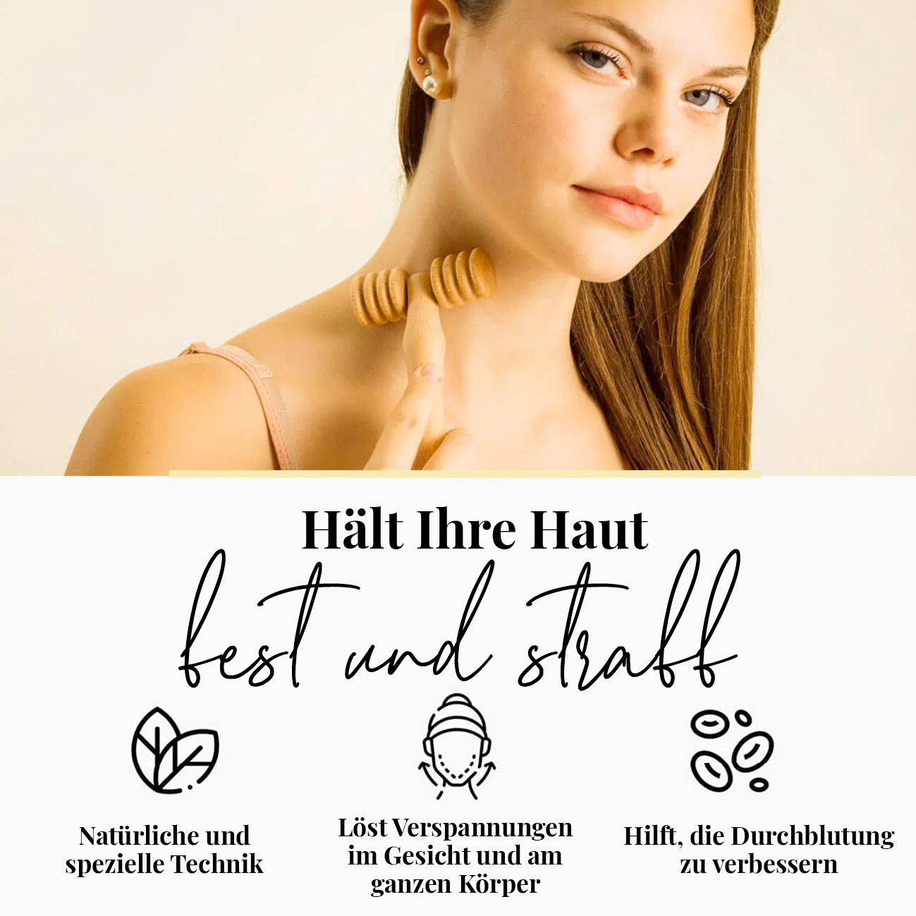tuuli Holz Körper Massage Set Derma Roller für Gesicht Hals Arm Hand Schultern