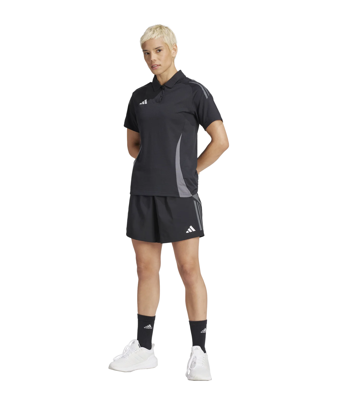 adidas Tiro 24 C Poloshirt Damen Schwarz Grau