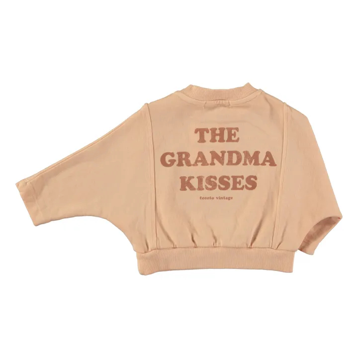 Tocoto Vintage Sweat Baby Grandma Kisses Coton Bio | Rose pâle