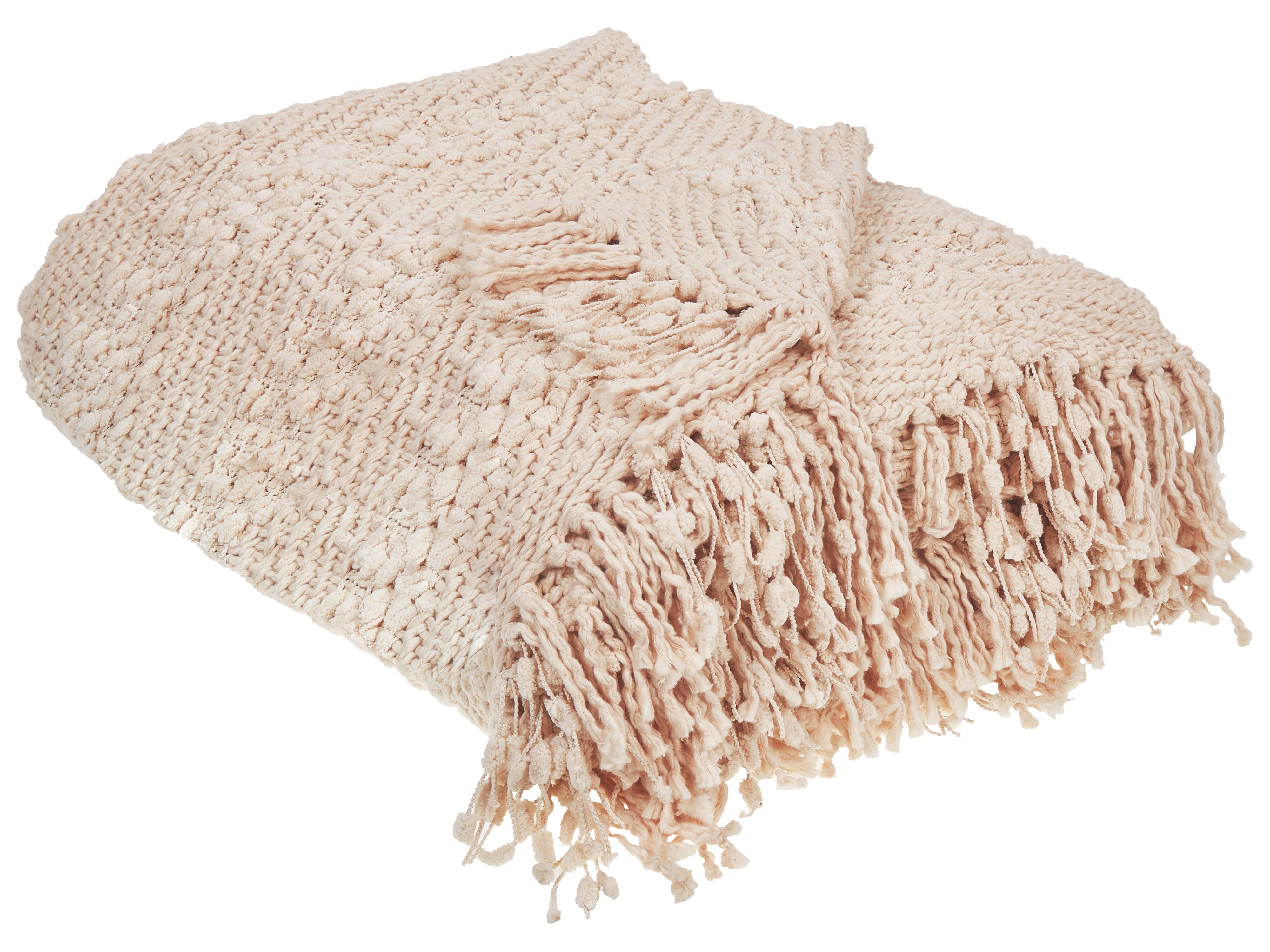 Plaid VELLA Katoen 220 x 240 cm Lichtbeige