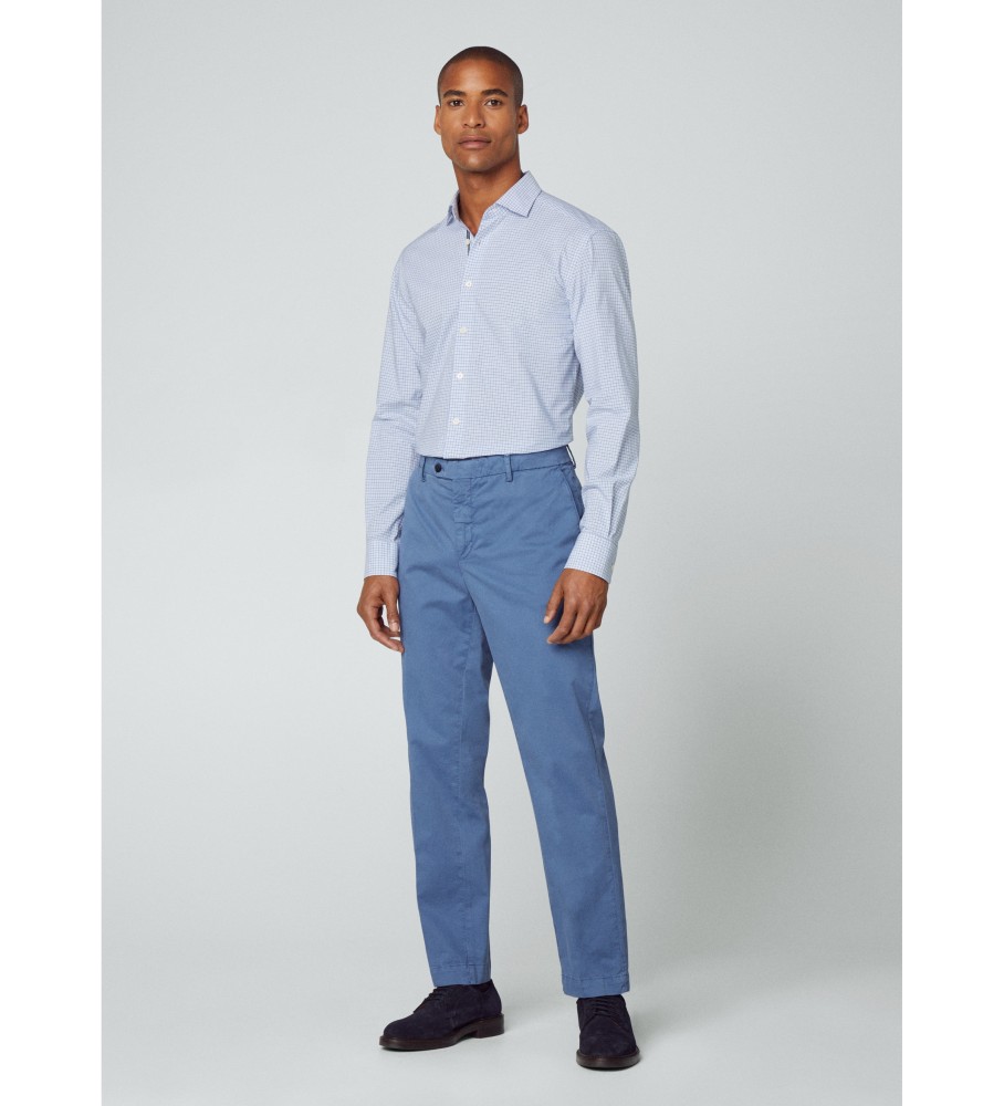 Camisa xadrez Hackett Mel com listras azuis