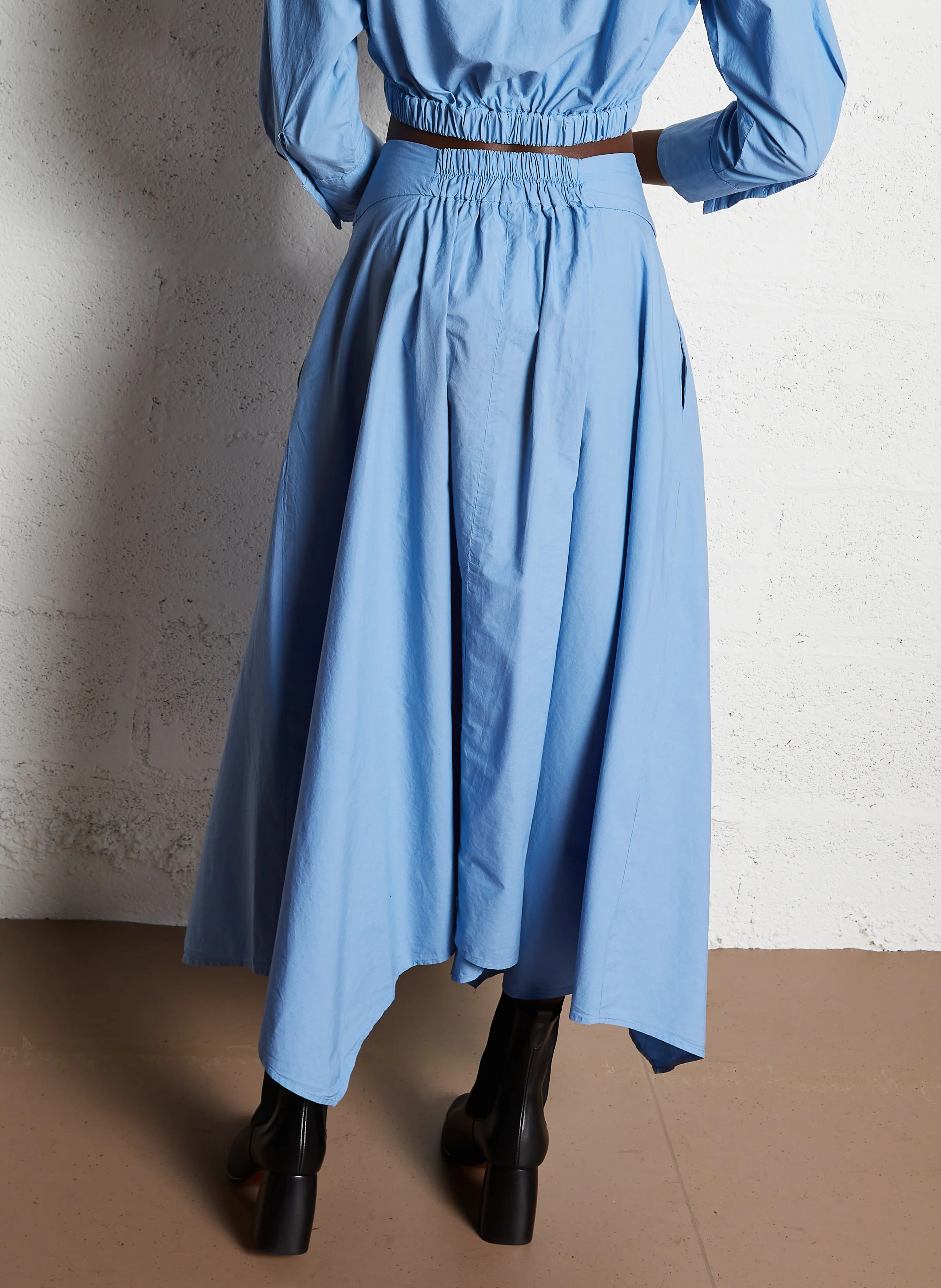 ANKO - Jupe midi évasée en coton | Bleu