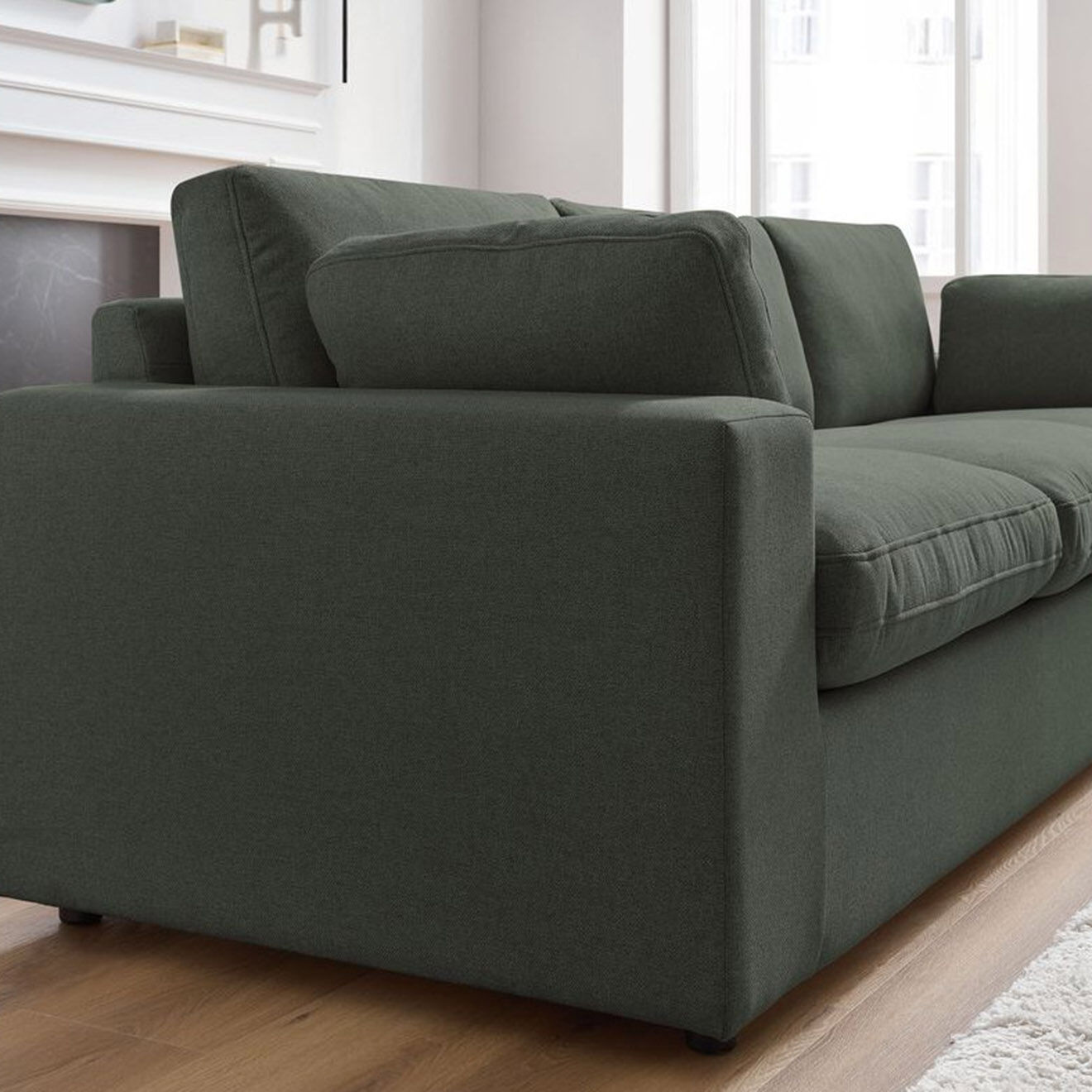 Bobochic Canapé droit fixe 3 places belair vert - 250x93x80 cm