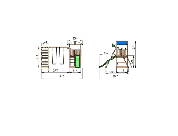 Jungle Gym Hut legetårn komplet inkl. climb module xtra og rutschebane (804-282NCX)
