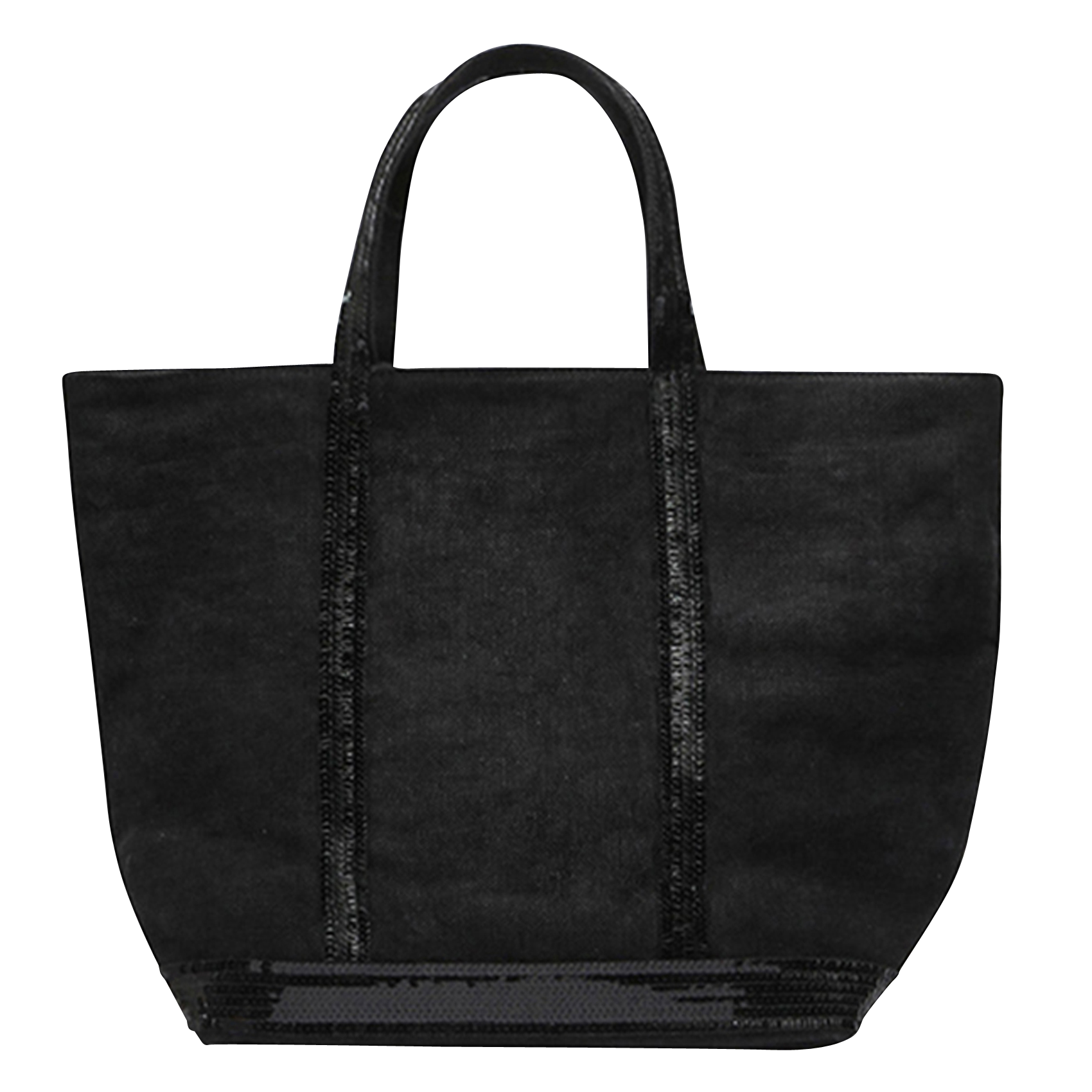 Cabas M brodé avec sequins en lin | Noir