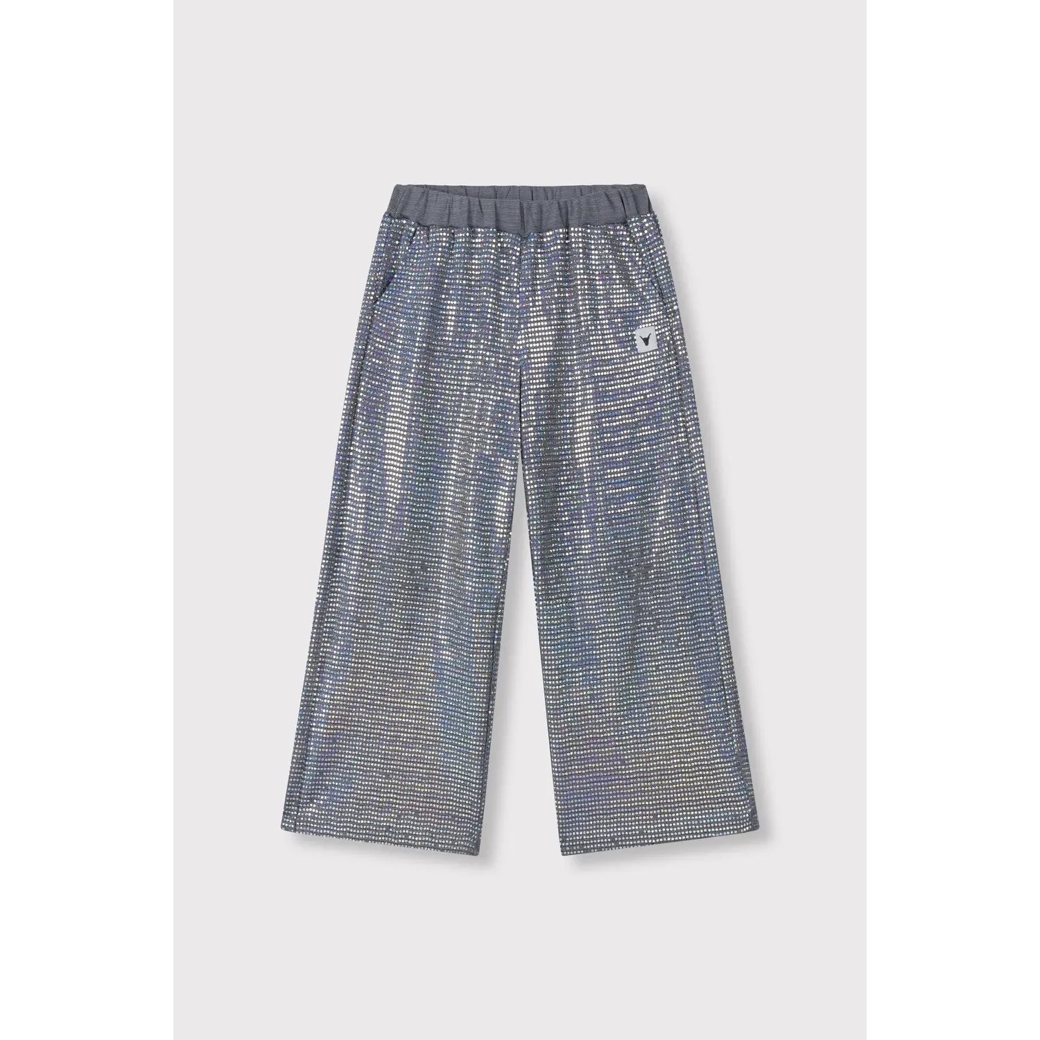 ALIX The Label | Kids Knitted Wide Leg Sparkle Pants | Silver