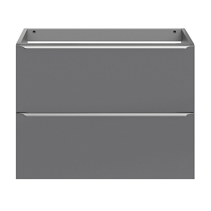 Meuble sous vasque faible profondeur à suspendre GoodHome Imandra gris brillant L. 80 x H. 60 x P. 36 cm