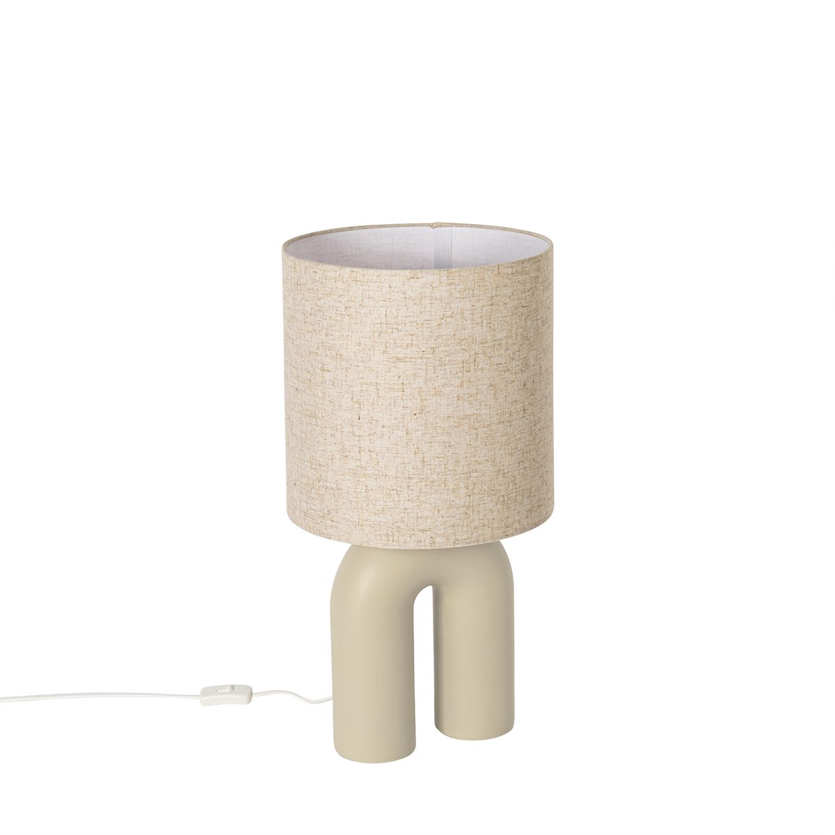 Scandinavische tafellamp beige met linnen kap beige - Lotti