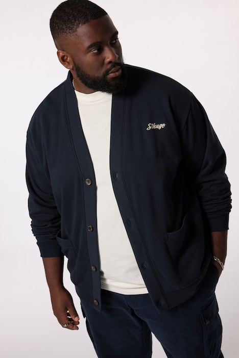 STHUGE Sweatjacke, V-Ausschnitt, Brust-Stickerei, bis 8 XL