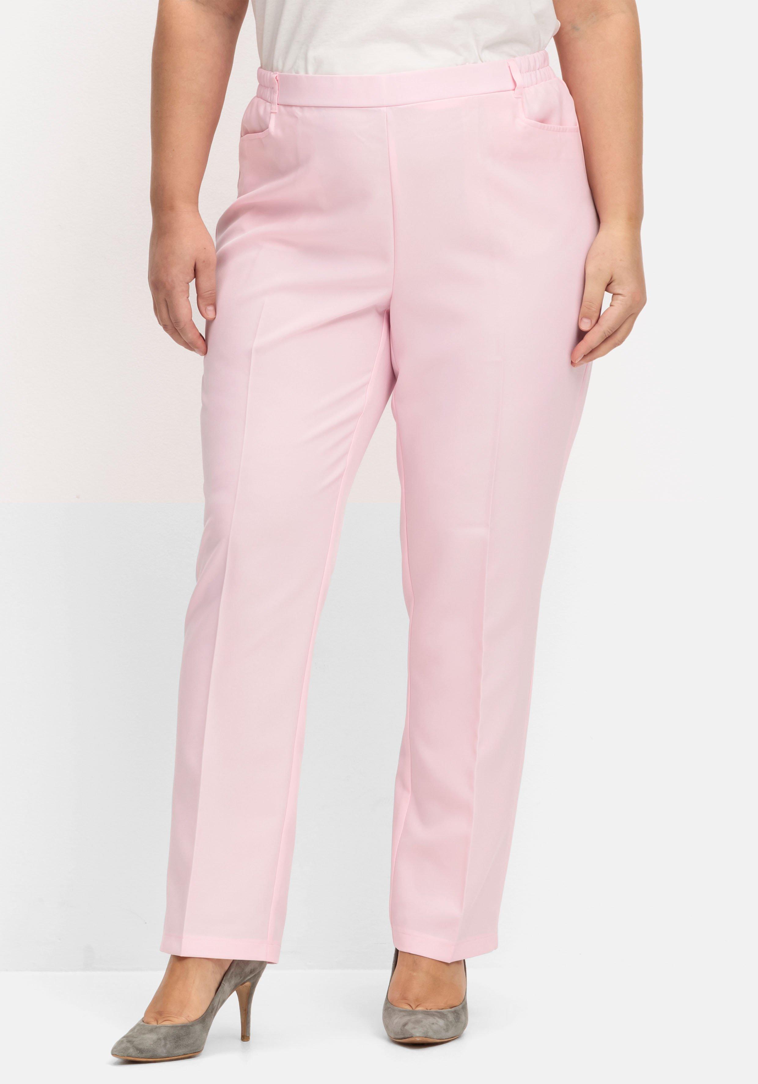 Gerade Hose mit Schlupfbund und Bügelfalten