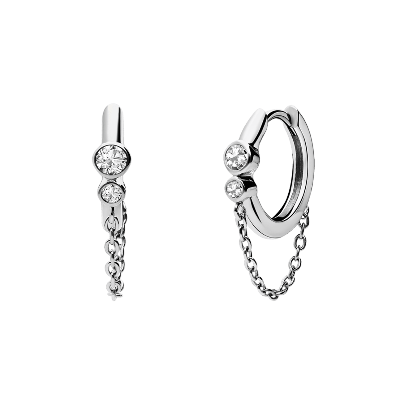 Zilveren oorringen zirkonia met ketting