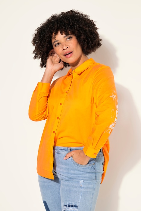 Bluse, oversized, Rücken Statement-Druck
