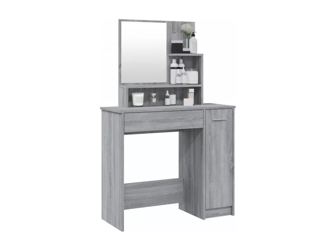 Coiffeuse avec miroir Sonoma gris 86,5x35x136 cm