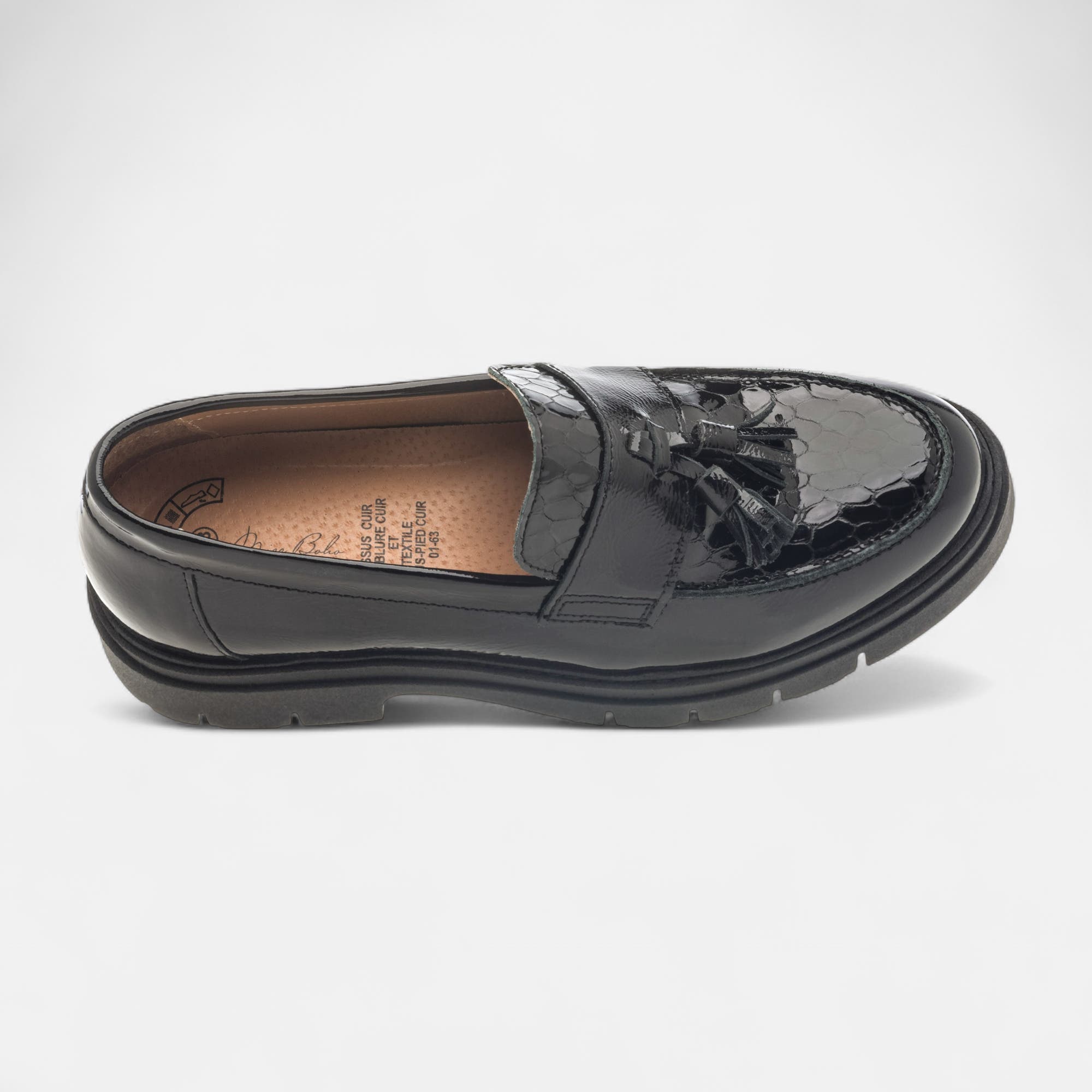Mocassins Femme en cuir noir vernis