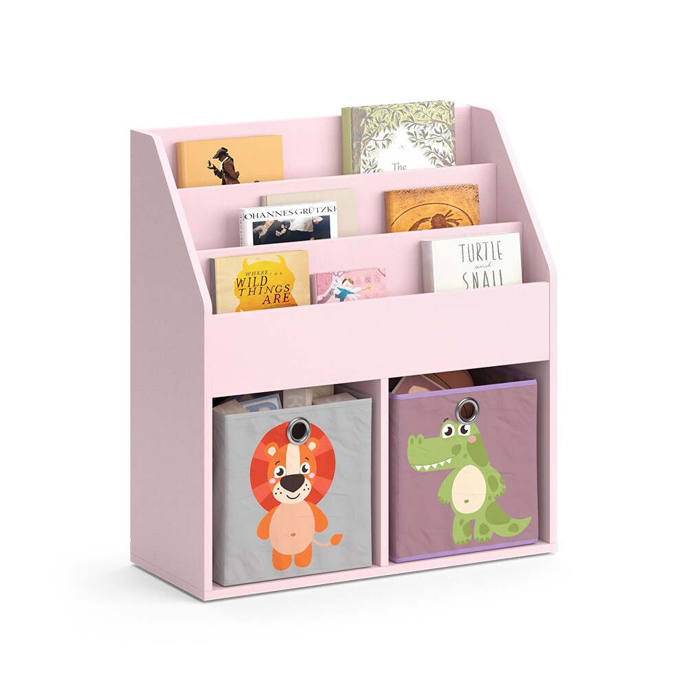 Vicco Kinderbücherregal Luigi 72 x 79 cm, Rosa, Kinderzimmerregal, mit Faltboxen