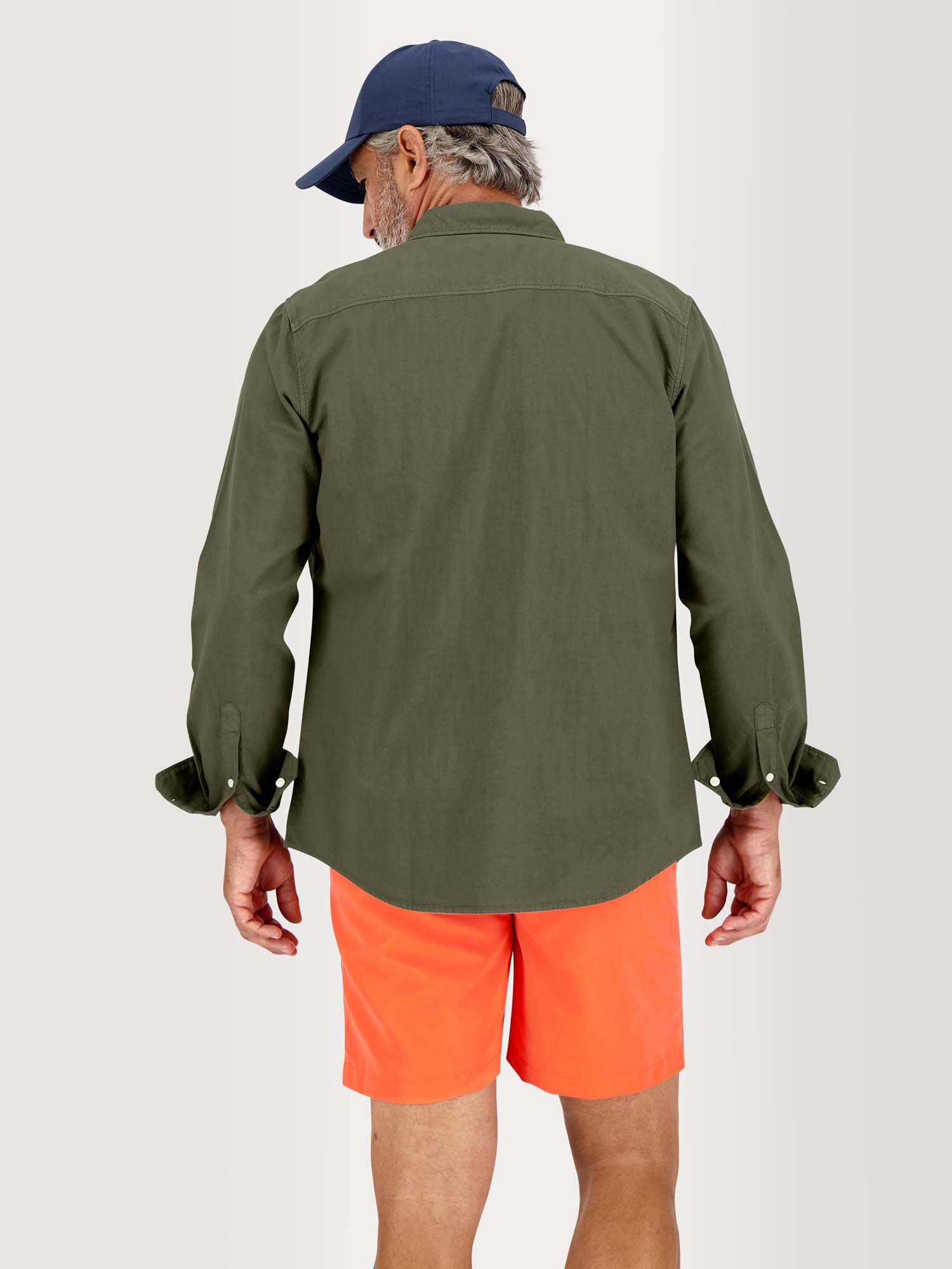 Chemise Homme Manches Longues Coton Kaki