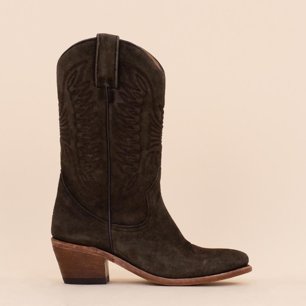 Perlita Peaches laarzen mosgroen suede