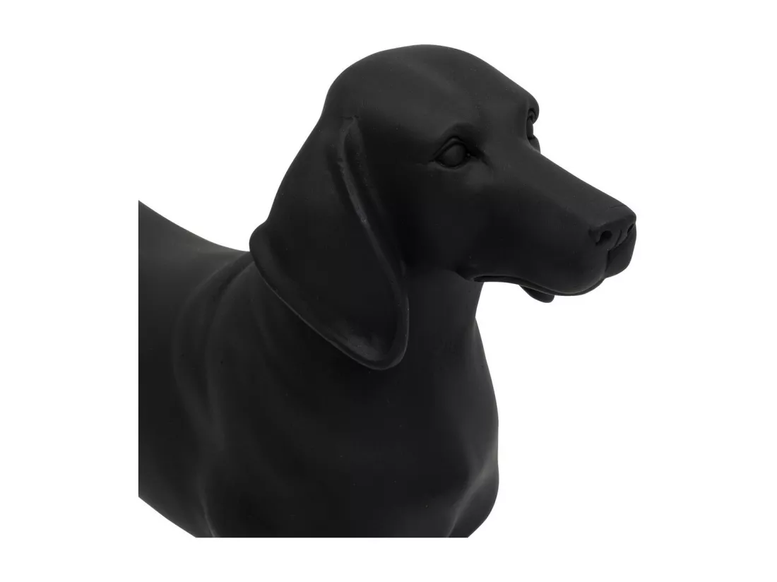 Objet déco Chien Basset en résine noir mat L 40 cm