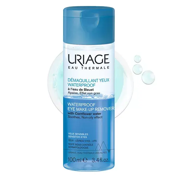 Demaquilante bifásico à prova d'água Uriage para olhos sensíveis, 100ml
