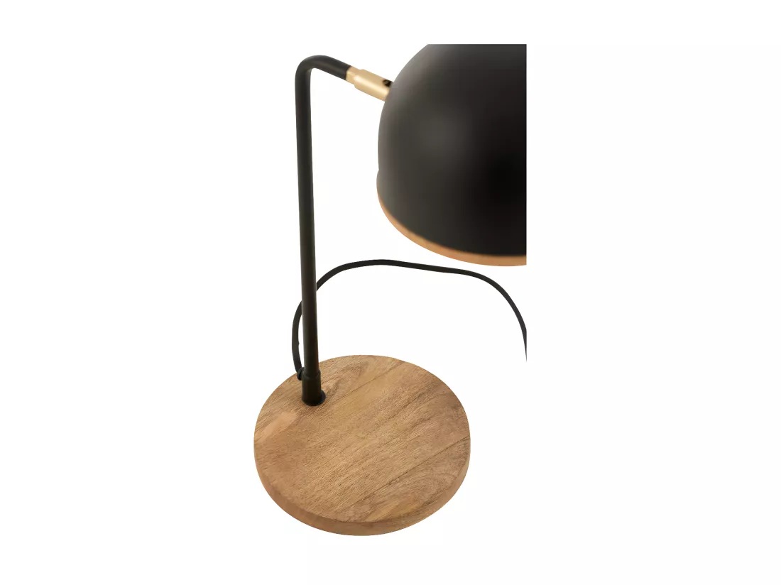 Lampe De Bureau Evy Metal/Bois Noir/Naturel - L 23 x l 18 x H 48 cm