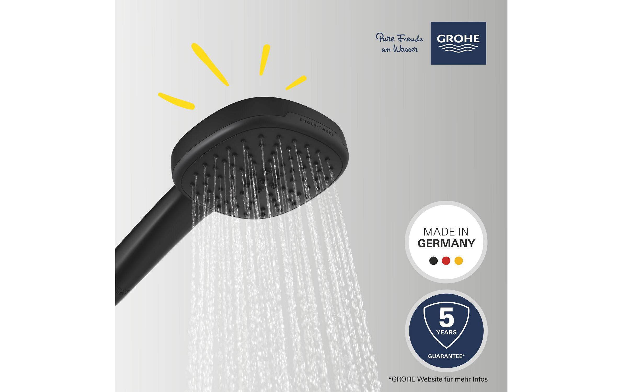 Handbrause Vitalio Comfort 110 MattschwarzBrause mit zwei Strahlarten