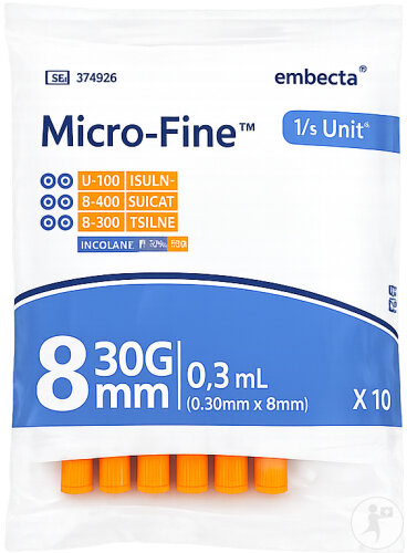 Embecta Micro-Fine+ Demi Seringue Insuline 0,3ml 30Gx8mm Pièces 10 (320837)