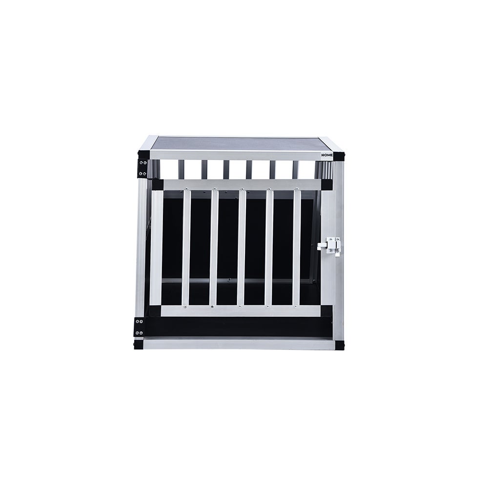 Home Deluxe - SKITO Aluminium Hondentransportbox - M - 69 x 54 x 50 cm - Kleur: Zilver / Zwart - Materiaal: MDF-panelen, aluminium | Hondentransportbox, transportoplossing, aluminium-MDF-materiaal, huisdiervriendelijk