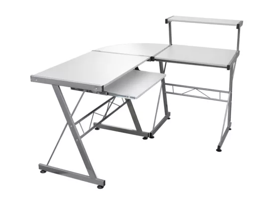 Bureau d'ordinateur d'angle Blanc 132x112x99 cm Bois ingénierie