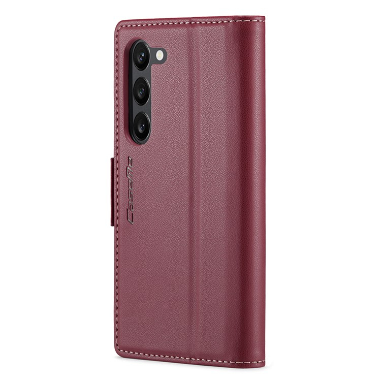 Samsung Galaxy S24 Leder Tasche Flip Wallet Etui mit Kartenfächern Litchi Look (RFID Schutz) - Rot