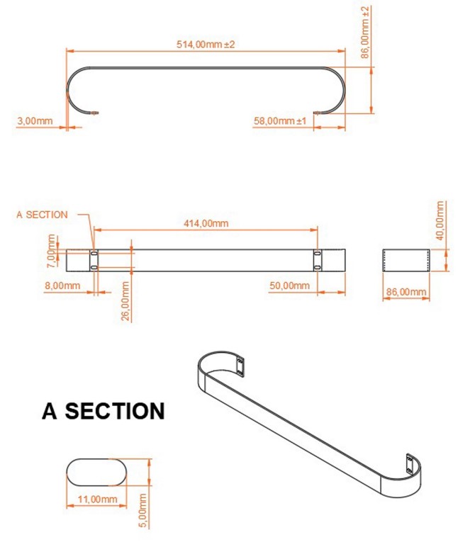 Eastbrook Malmesbury handdoekbeugel 47cm zwart mat