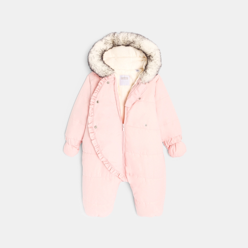 Combipilote doublée avec volants rose naissance