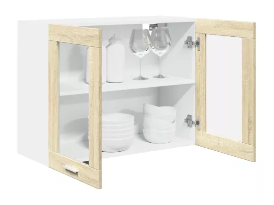 Armoire en verre suspendue Chêne sonoma 80x31x60 cm Aggloméré