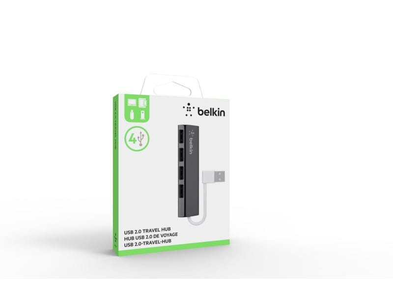 Belkin USB-Hub 4-Port Travel-Hub Kompakter 4-Port USB-2.0-Hub