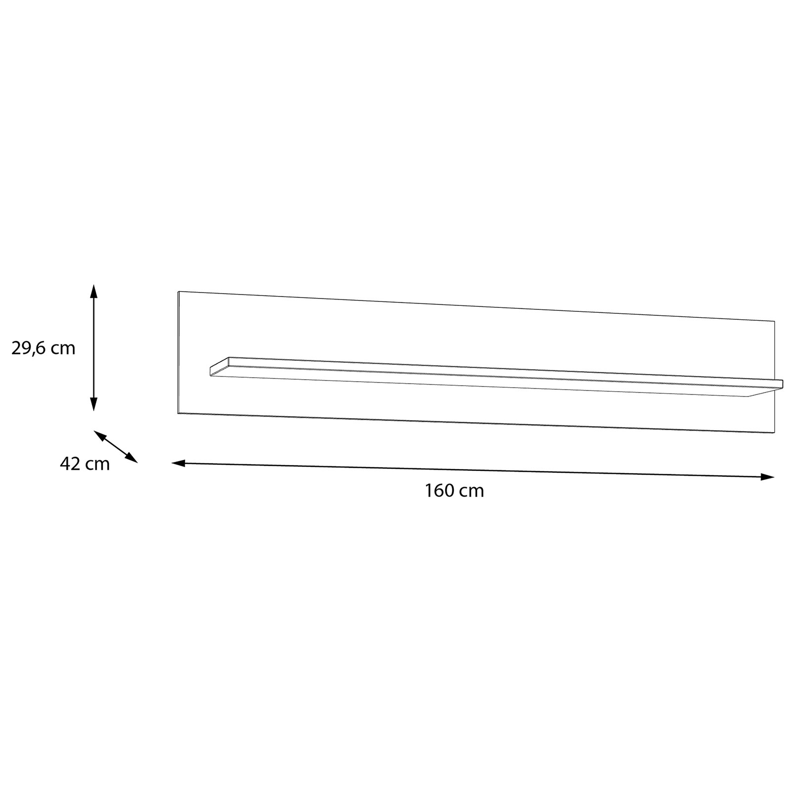 Wandboard - Eiche grau - Riviera Eiche - 160 cm