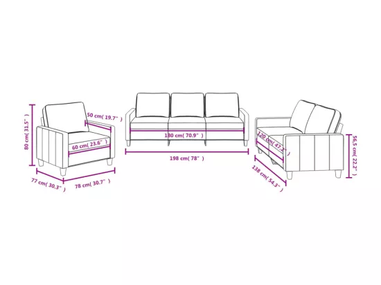 Ensemble de canapés 3 pcs avec coussins Noir Tissu